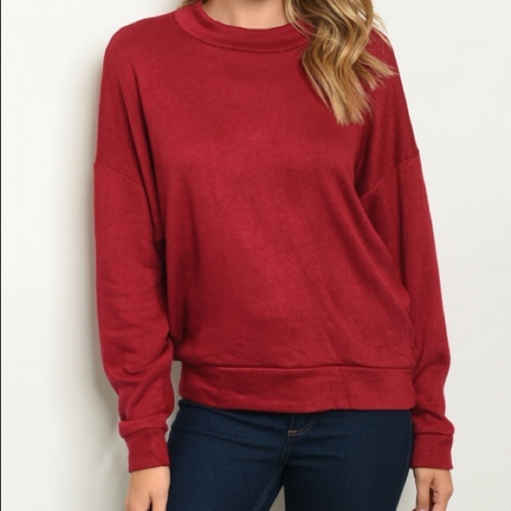 Boutique Burgundy/Red Long Sleeve Knit Sweater